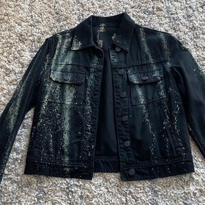 Trendy Black Splatter Jean Jacket